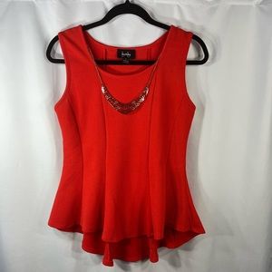 BY & BY Orange Hi-Lo Tank Top With Necklace - Size Large